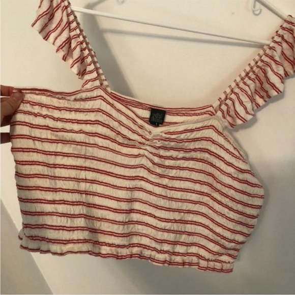 NWOT Wild Fable Pink and white knit striped crop top - Picture 3 of 6